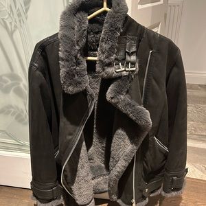 Zara fur/shearling moto jacket